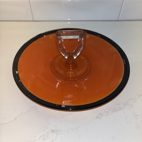 unknown Other - MCM Art Deco Orange & Black Catch All Trinket Tray‎ Or Halloween Candy Holder